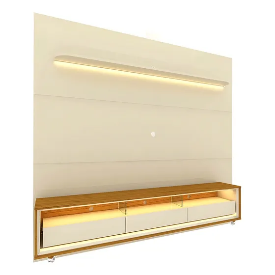 Rack com Painel para TV até 85 Polegadas Led 3 Gavetas com Rodízios 220cm Royal Requinte