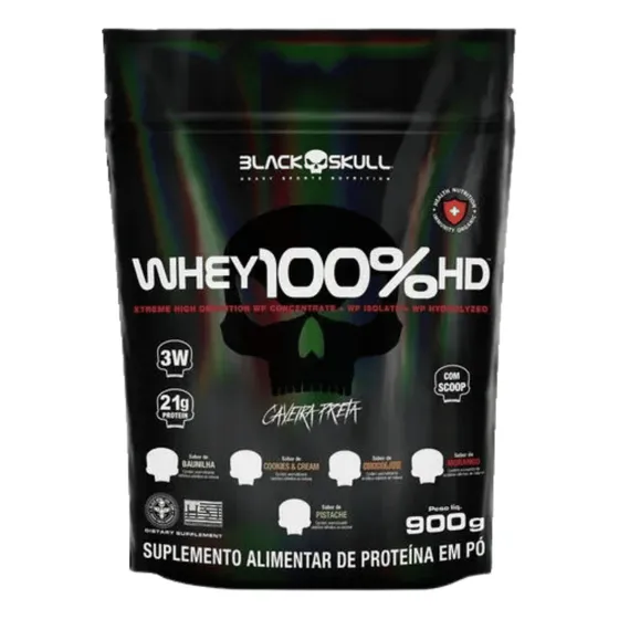 Whey 100% Hd Refil Black Skull - 900g (wpc, Wpi E Wph)
