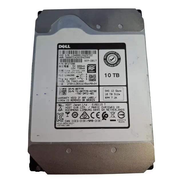 Disco Duro Sas De 10tb Dell 7,2 Rpm Plateado (Reacondicionado)