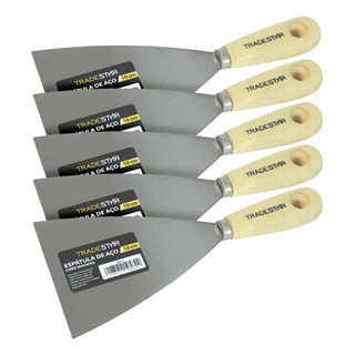 Kit 5 Espátula 10cm Aço Gesso Massa Corrida Multiuso Drywal Kit 5 Espátula 10cm Aço Gesso Massa Corrida Multiuso Drywal