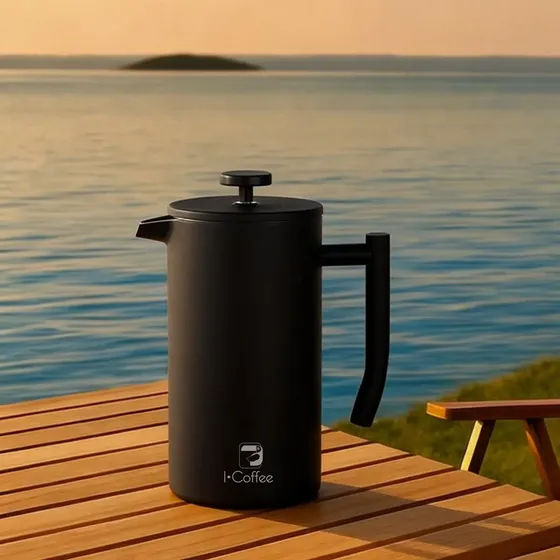 iCoffee Cafeteira Prensa Francesa Aço Inoxidável Preto 700ml