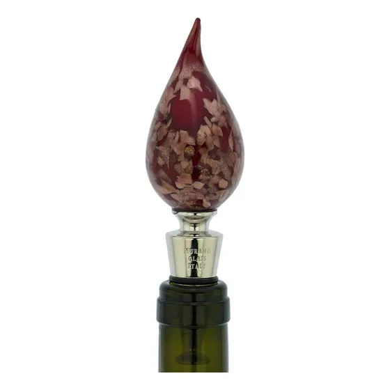 Vidrio Murano Rojo Llama Tapon Botella