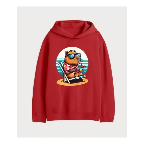 Capybara Suéter Oversize Con Capucha Unisex 100 % Algodón