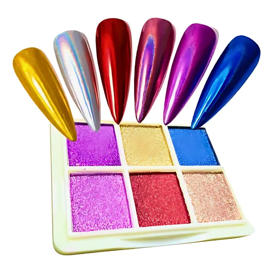 Pó Cromado Glitter Unha Efeito Espelho Mágico Luxo
