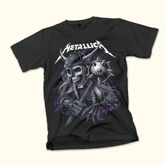 Remera Metallica Esqueleto Vikingo Arte Banda Rock Estampada