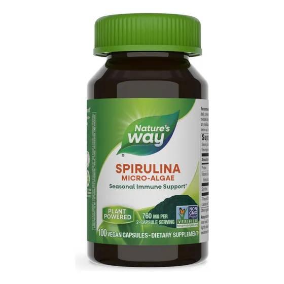 Suplemento De Microalgas Con Espirulina Nature's Way, 100 Cá