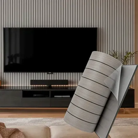 Painel Ripado Flexível Autocolante Parede Decorativo Adesivo Adesivo Cinza Cinza