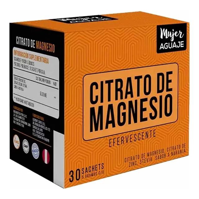 Citrato De Magnesio Caja De 30 Sachets De 5 G C/u Mujer Agua