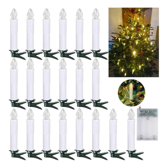 Cadena De Velas Navideñas Led Sin Llama Con Clip Para Árbol
