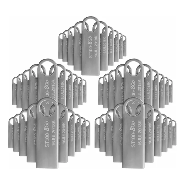 Kit 50 Memoria Stylos Tech Usb 8gb 2.0 Stmusb1b Plata 