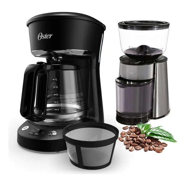 Combo Cafetera Bvstdcp12b Molinillo De Cafe Bvstbmh23 Oster
