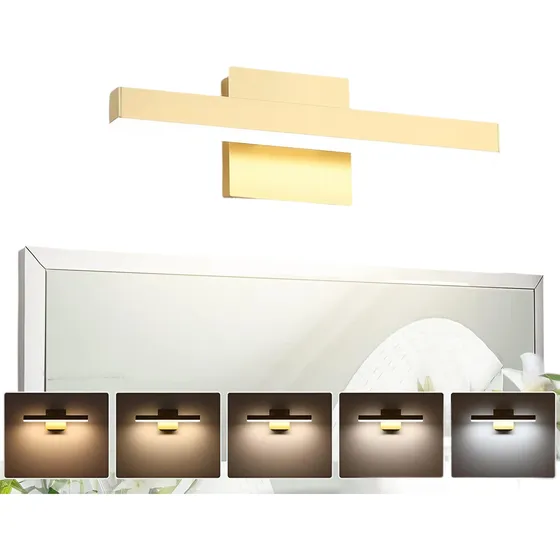 Lámpara De Baño Regulable 5 Tonos Led Dorada 40cm 12 W