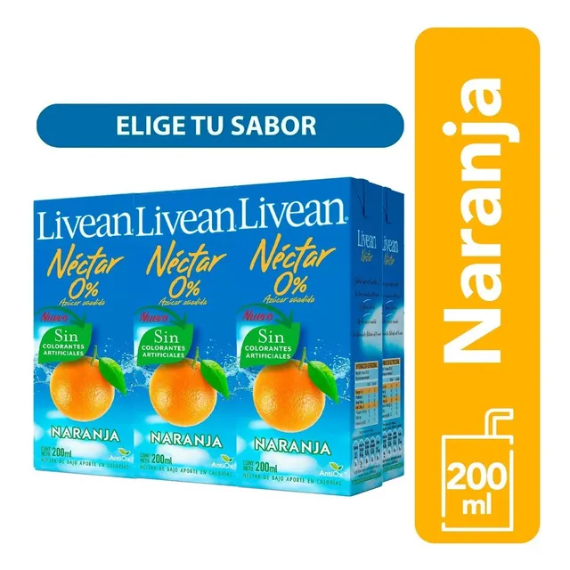 Livean Pack de 6 jugos Nectar sabor naranja 200mL