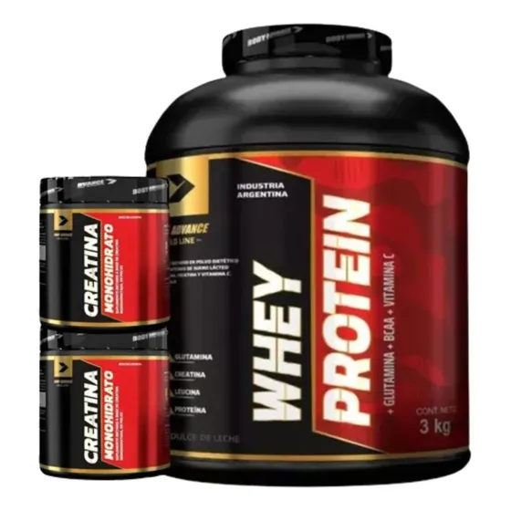 Suplemento En Polvo Body Advance Whey Protein 3kg Dulce De Leche 2 Creatinas 150gr