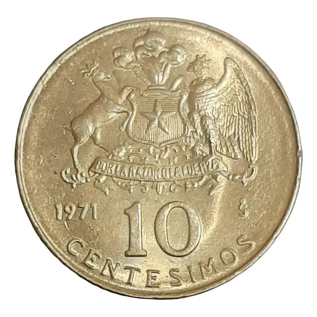 Moneda Chilena 10 Centésimos Año 1971