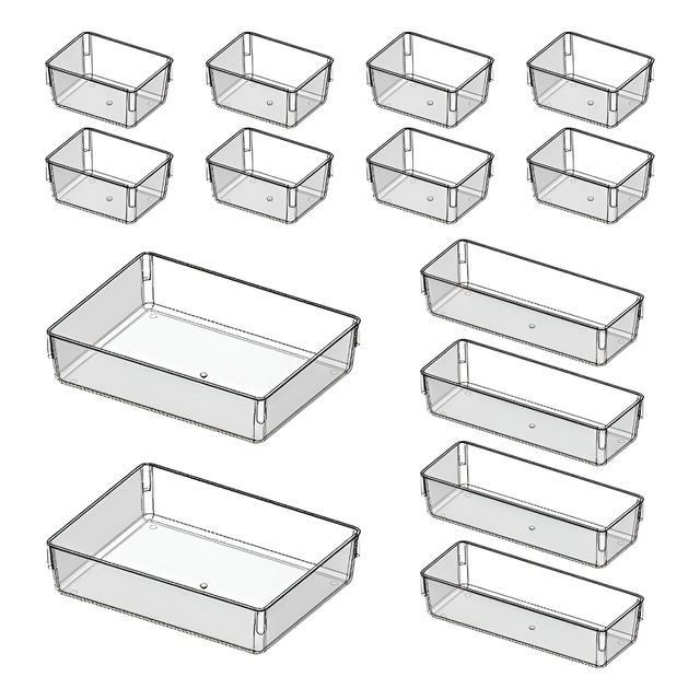 Kit 14 Organizador Multiuso Modular Gavetas Acrílico Cristal