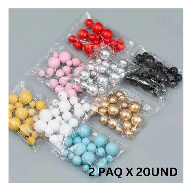 Topper De Esfera Para Tortas Paquete 20 Unidades Colores