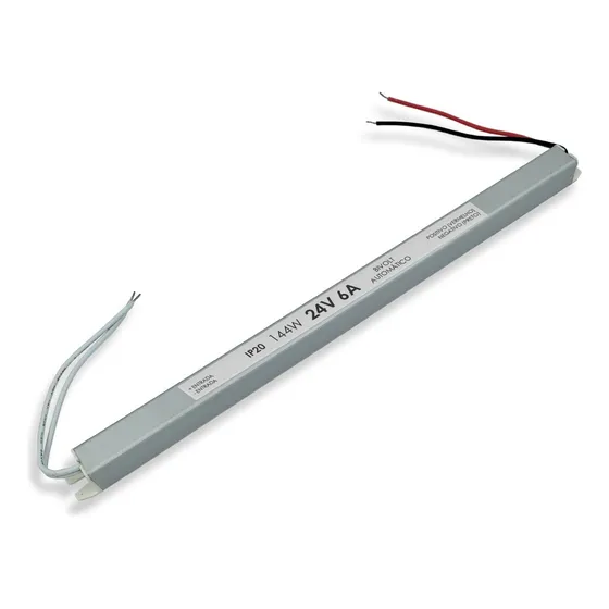 Fonte Driver Slim Mini 24v 144w 6a Bivolt Fita Led Perfil