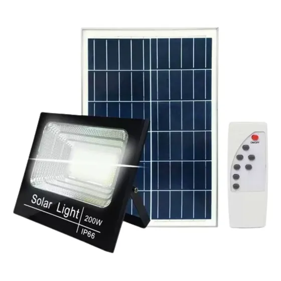 Reflector Led 200w + Panel Solar Exterior Con Control Remoto