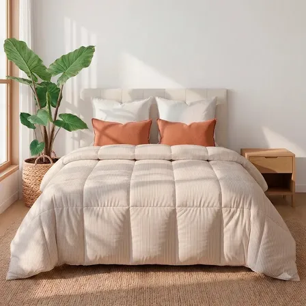 Acolchado Plumon Rieti by Gadnic Queen 230x240 Cm 4 Estaciones 300h Microfibra Poliester 90 GSM Relleno Polyfill 200 GSM Beige
