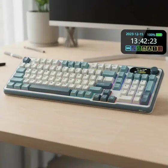 Teclado Mecánico Rk Royal Kludge S98 Light Cloud Celeste\u002Fazul\u002Fblanco Español Latinoamérica | Cuotas sin interés