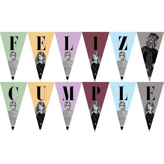 Banderín Taylor Swift Decoración Cumpleaños Candybar