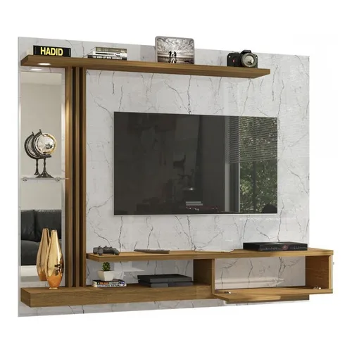 Painel Para Tv Até 55 Polegadas Denver Carrara/cinamomo Cor Branco