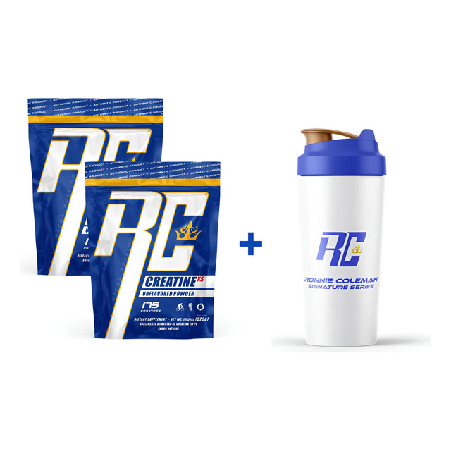 Kit 2x Creatina Refil Ronnie Coleman 100% Pura 525g +shaker Sem Sabor