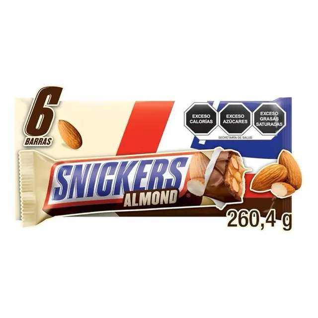 Snickers Chocolate Con Leche Nougat Almendra 6pz De 43.4g Cu