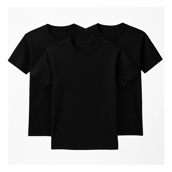 Kit Com 3 Camisetas Algodão Manga Curta Básica Cores Sortida