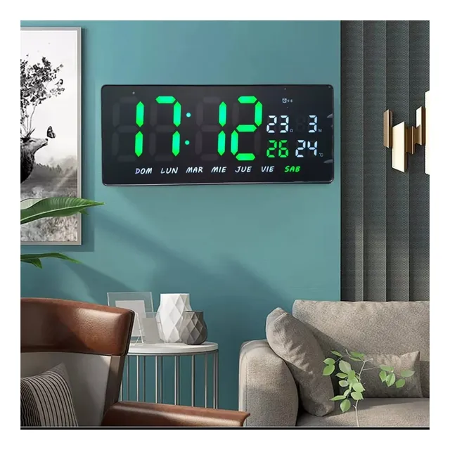 Reloj Digital De Pared Led Calendario Fecha Y Temperatura