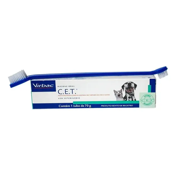 Kit Saúde Oral Virbac - C.e.t Pasta com Necessaire e Escova Sabor Frango