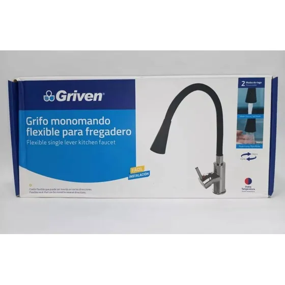 Grifería Monomando Fregadero Flexible Negra