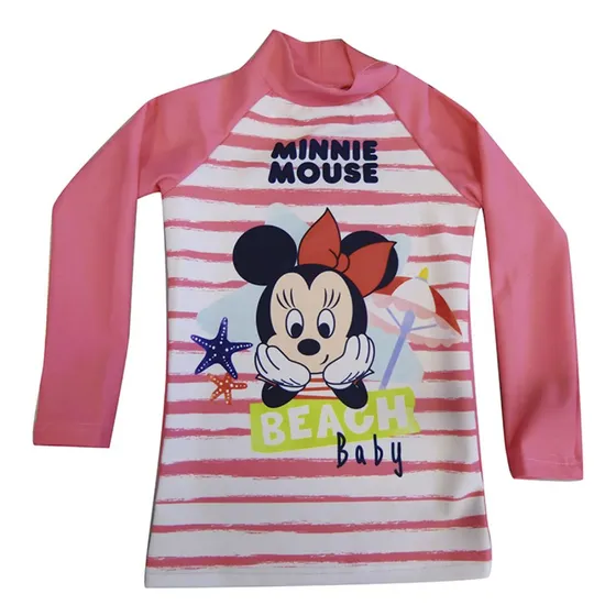 Traje Baño Malla Remera Con Protección Uv 50 Bebe Minnie