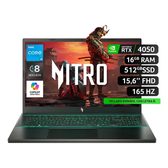 Notebook Intel Core I5 / Rtx 4050 /16gb Ram/512gb Ssd/15.6 Negro