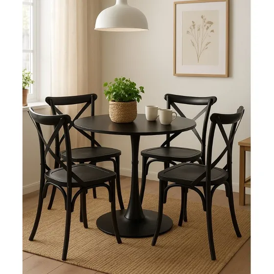Juego De Comedor 4 Sillas Vienesas + Mesa Tulip Lcm