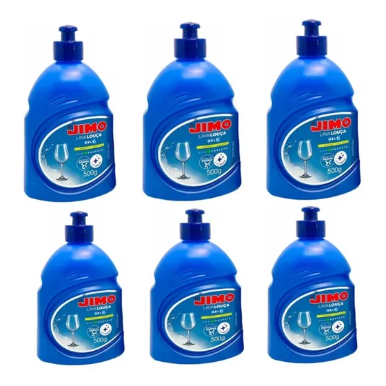 Kit Com 6 Jimo Lava Louça Gel Detergente Superbrilho 500g