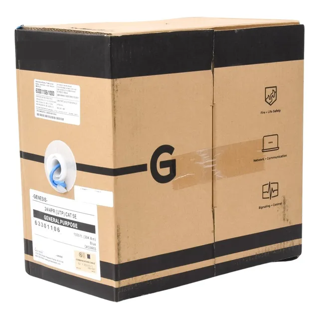 Bobina Cable Par Trenzado Cat 5e Azul 305mts