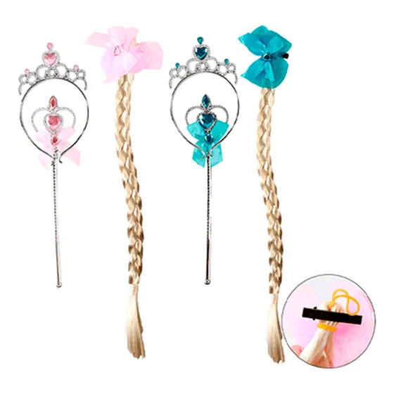 Set Accesorios Corona Varita Trenza Princesa Frozen
