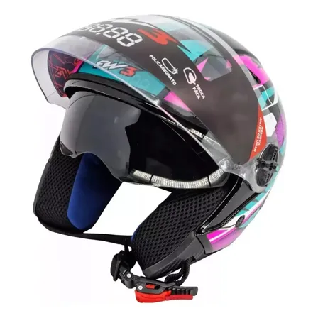 Capacete Fw3 Moto Aberto X Open Fox 43 Oculos Fume Interno