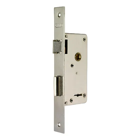 Cerradura para puerta abatible Prive Zincado 200 color plateado acabado zincado con pestillo entero