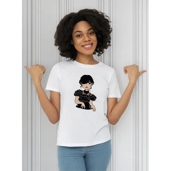 Playera Cuello Redondo Merlina Addams