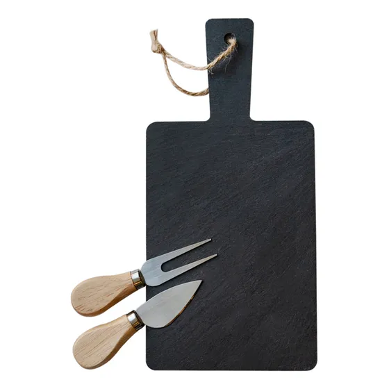 Set Aperitivo Tabla Piedra Pizarra 28x14 Cm Wayu Color Negro
