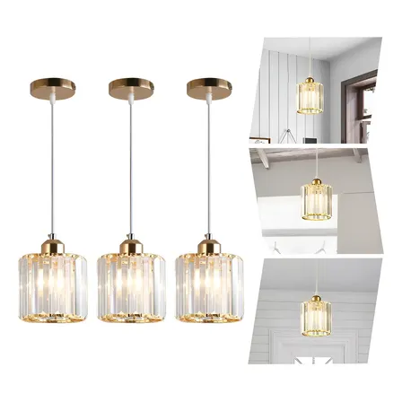 Kit 3 Luminária Pendente Led Moderna Crystal Dourado Bivolt 127/220v Dourado