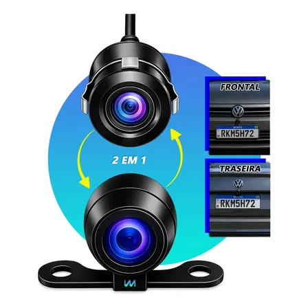 Camera De Ré Hd Automotiva Traseira Frontal Veicular Borboleta 2 Em 1 À Prova D'água Estacionamento Visão Noturna Instalação Fácil 12V WMix Eletrônicos