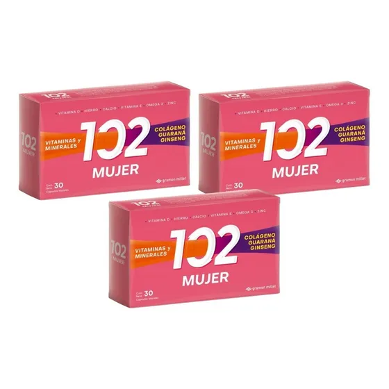 3 Suplementos 102 Años Mujer 30 unidades