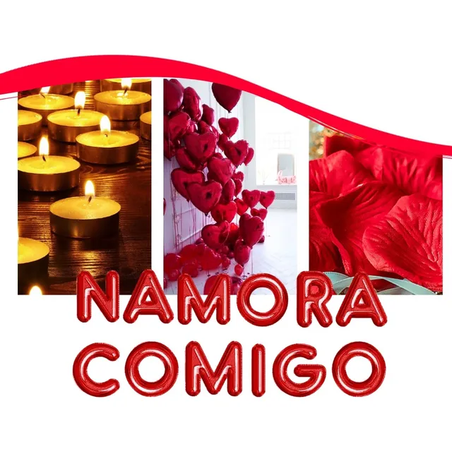 Kit Romântico - Namora Comigo 800 Pétalas 30 Velas 12 Balões