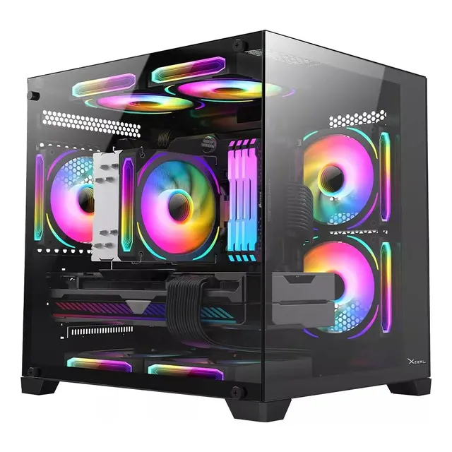 Gabinete Gamer XZEAL CXi2 Micro ATX Mini Torre 3 Fan Cristal Templado RGB Negro XZGAMC2B