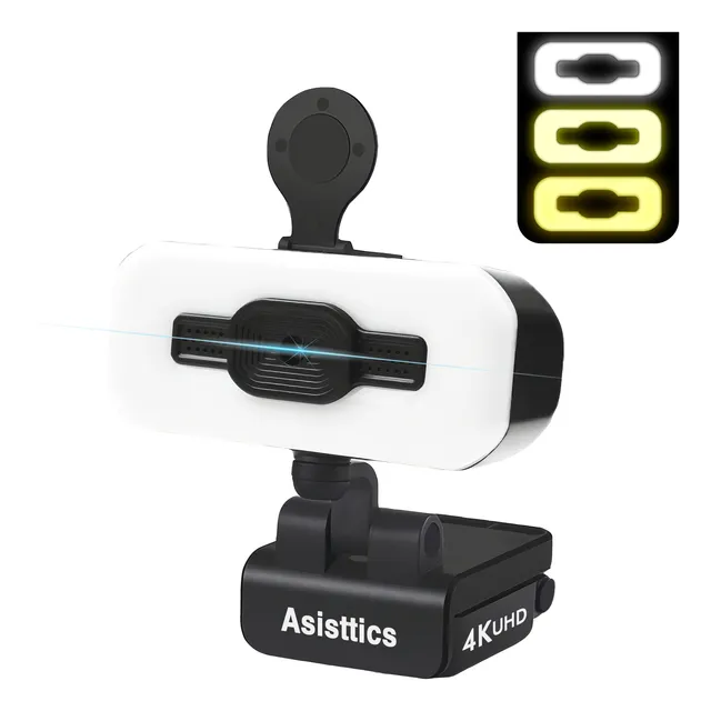 Webcam 4k Camara Web Cam Uhd Asisttics 1080 Aro Led Autofoco