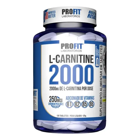 L-carnitina Carnitina 120 Comprimidos 2000 Mg Vitaminas B1 B2 B5 B6 Sem Sabor - Profit Labs